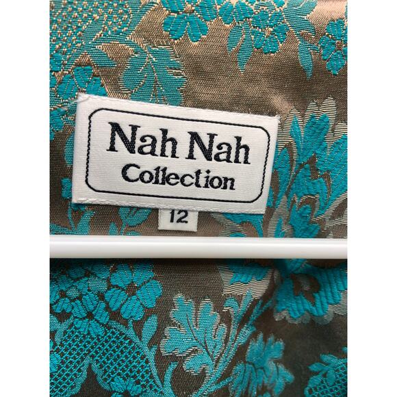 Vintage Nah Nah Collection Blue Embroidered Blazer Jacket Beaded Button Size 12 - Picture 3 of 8